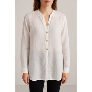Cut Loose 100% Linen White Tunic Shirt Top Women’s Size L Long Sleeve Made in US
